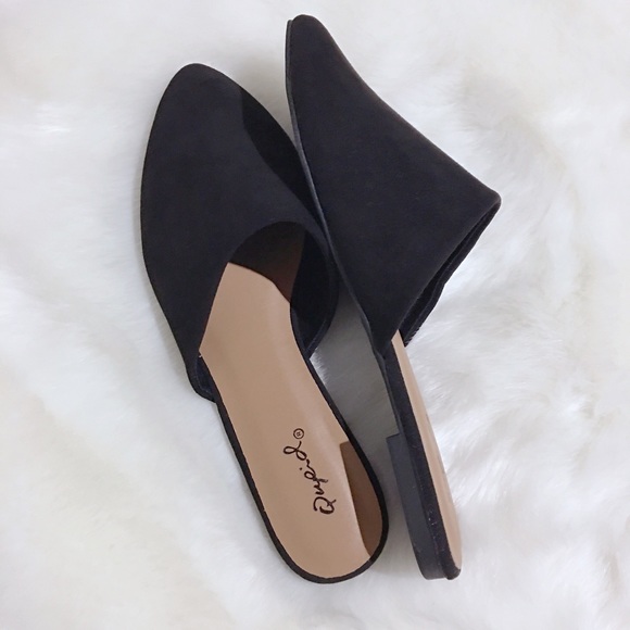 Faux Suede Black Open Heel Mule - Picture 7 of 12